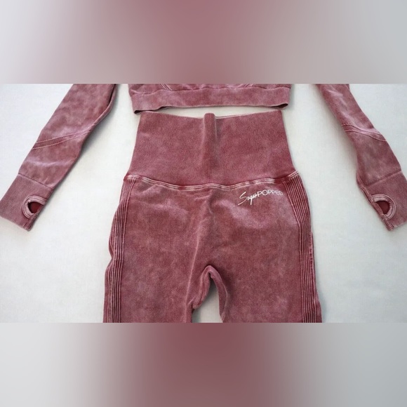 Sugar Popped Women's Sz S Berry Pink Cropped Top & Legging Extreme Lift Set - Picture 3 of 16